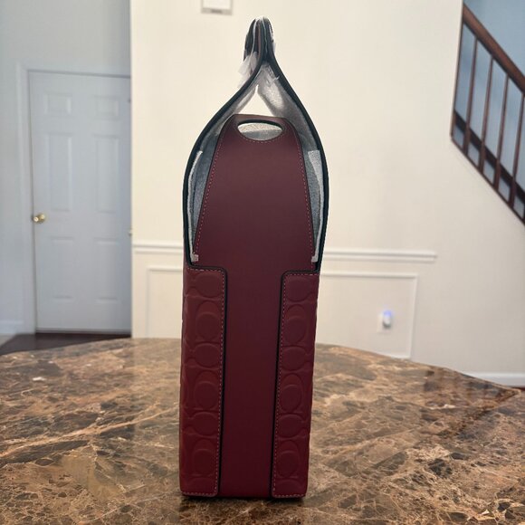 NWT Coach Wine Carrier In Signature Calf and Smooth Leather (Gunmetal/Wine) - Picture 6 of 9